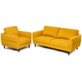 thumbnail image 1 of Gymax 2 Pieces Living Room Sofa Set Modern Fabric Sofa Couch & Accent Chair Set Yellow, 1 of 10