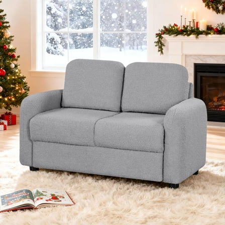 Gymax 2-Seat Kids Sofa Toddler Sofa Couch w/ Soft Teddy Fleece Upholstery Grey