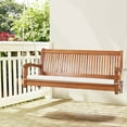 thumbnail image 1 of Gymax 2-Seat Patio Hanging Wooden Porch Swing Bench w/ Cushion & Hanging Ropes, 1 of 10