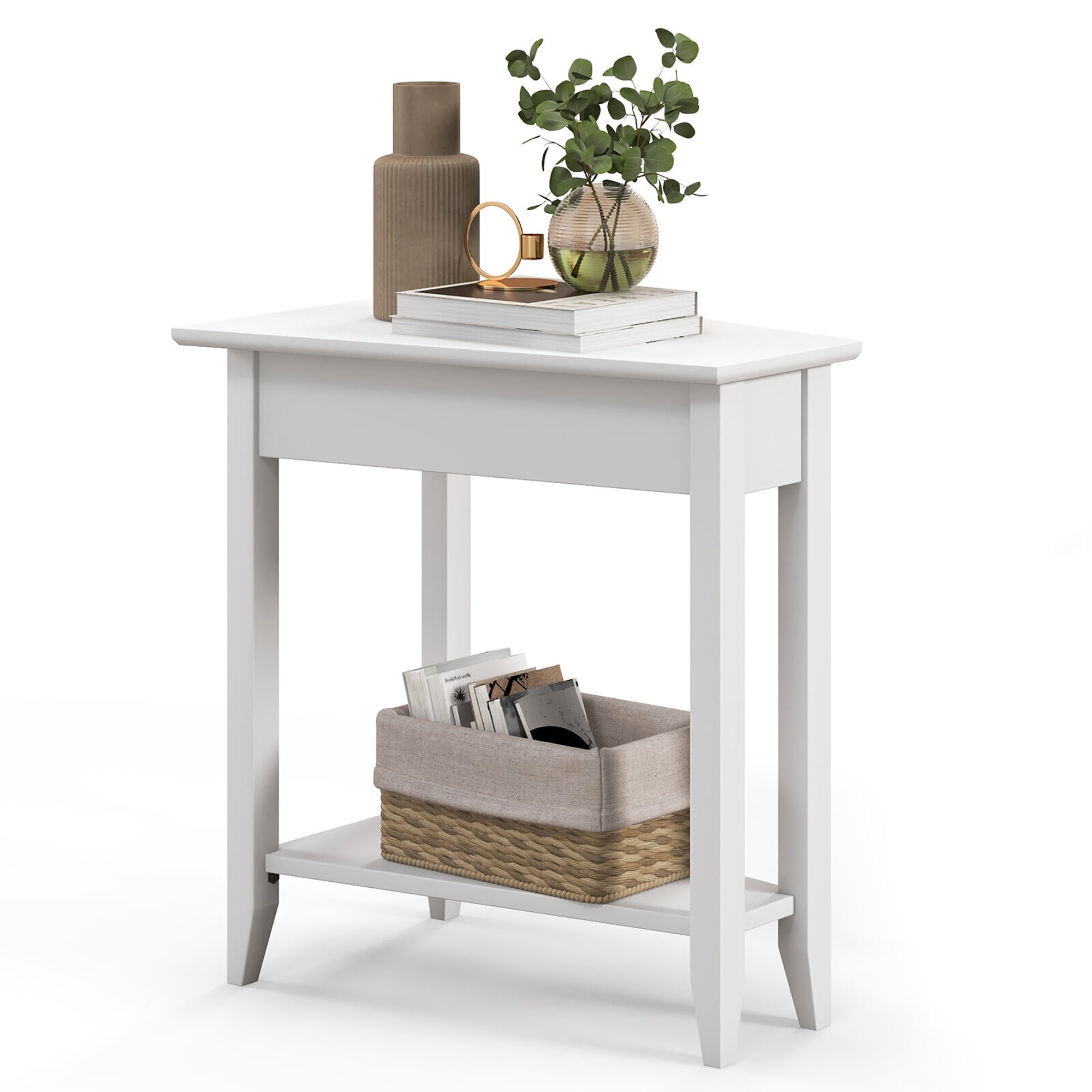 Gymax 2-Tier End Table Irregular Narrow Sofa Side Nightstand w