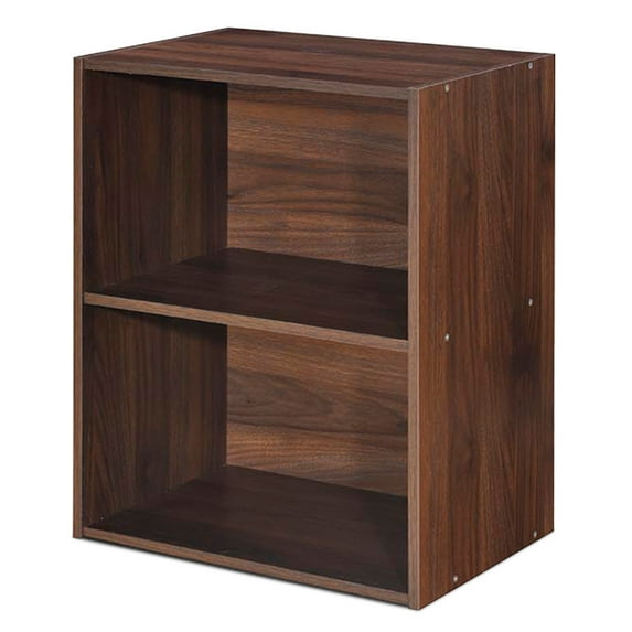 Gymax 2 Tier End Table, Walnut