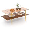 thumbnail image 1 of Gymax 2-Tier Glass Coffee Table w/ Tampered Glass Tabletop & Open Storage Shelf, 1 of 10