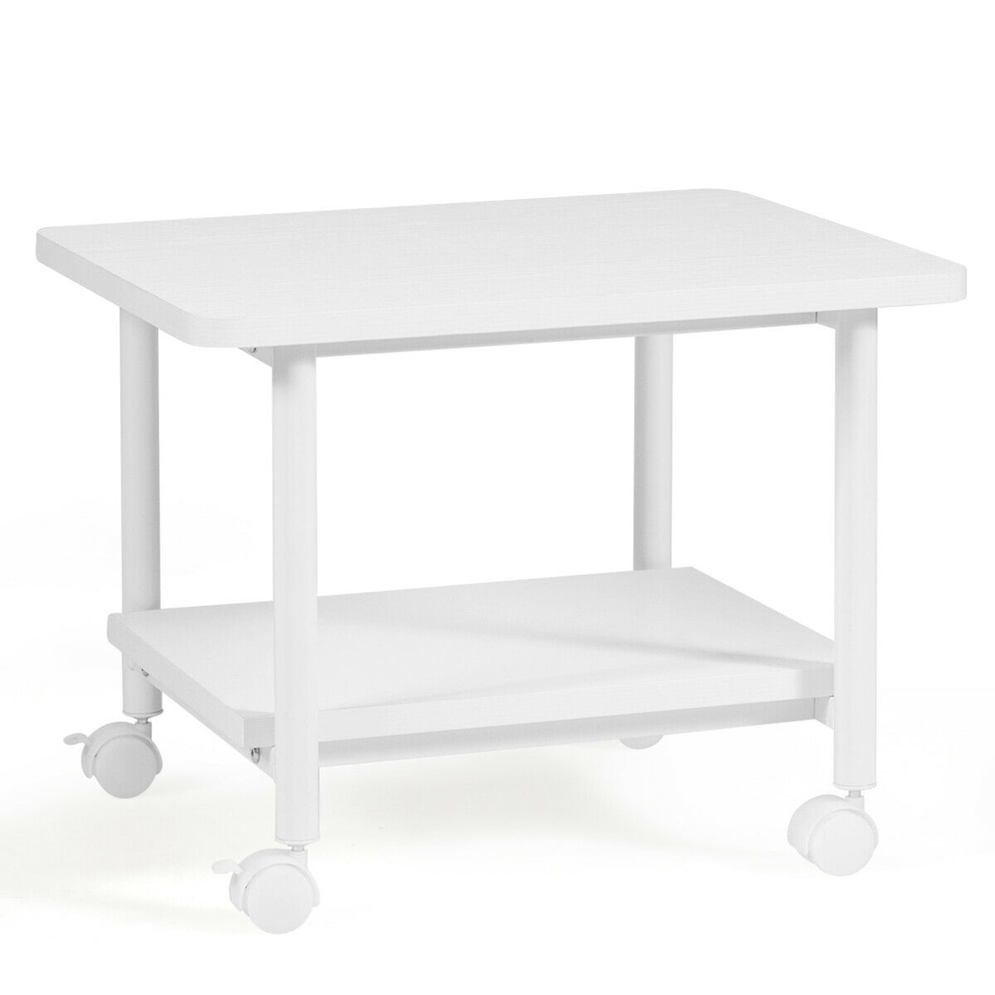 Gymax 2-Tier Machine Stand Storage Rack Rolling Under Desk Printer Cart White