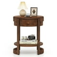 thumbnail image 1 of Gymax 2-Tier Nightstand w/ Shelf & Wood Grains Drawer Round End Table for Living Room, 1 of 10