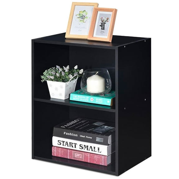 Gymax 2 Tier Open Shelf Night Stand End Table Sofa Side Storage Display Furni Black