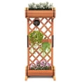thumbnail image 1 of Gymax 2-Tier Raised Planter Garden Wooden Bed w/ 2 Cylindrical Planter Boxes, 1 of 10