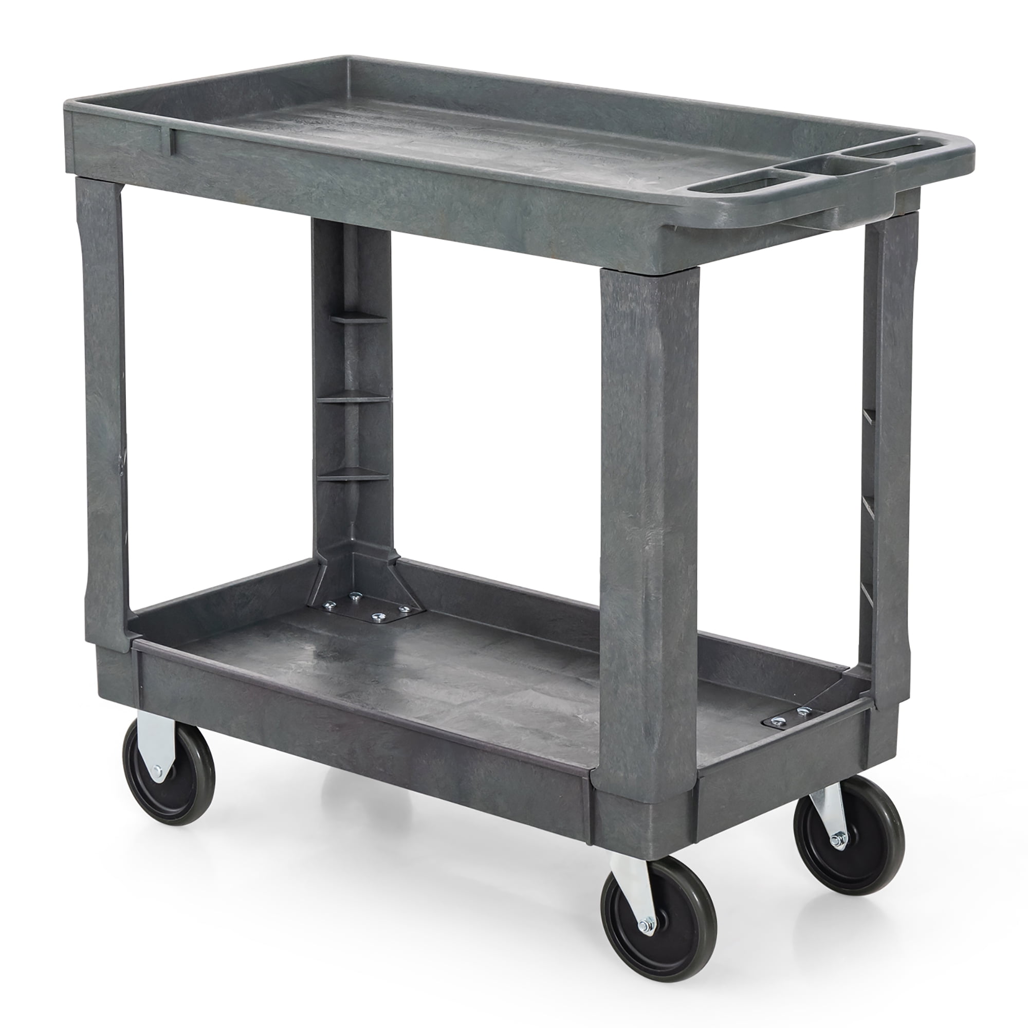 Gymax 2-Tier Utility Cart Heavy-Duty PP Service Cart w/ 550 LBS Max Load for Warehouse