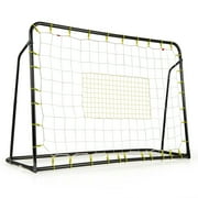 Gymax 2 in 1 6.1' x 4' Versatile Soccer Rebounder w/ Shooting Auxiliary Area 4 Nails Black