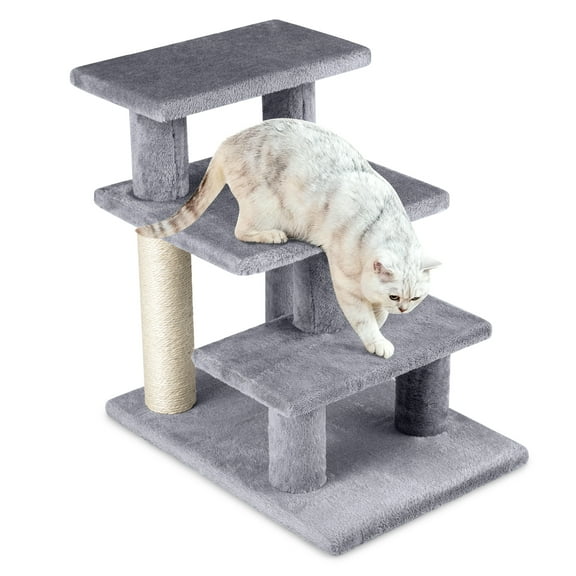 Gymax 2-in-1 Cat Tree Tower Pet Steps w/ Scratching Posts Hanging Toy Ball Perch