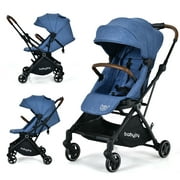 Gymax 2-in-1 Convertible Baby Stroller Pushchair Aluminum w/ Adjustable Canopy Blue