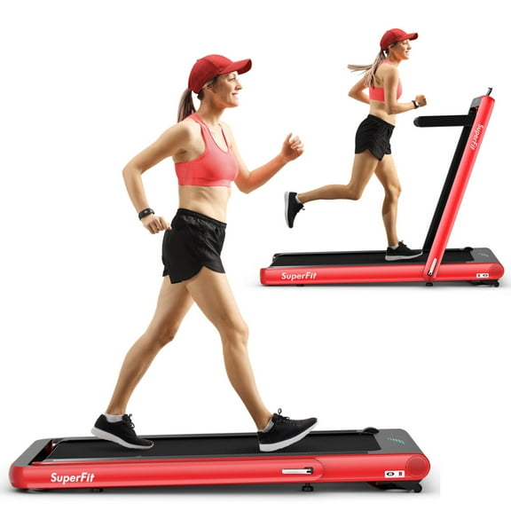 Gymax 2 in 1 Folding Treadmill  4.75HP Running Machine w/ APP & Remote Control Red