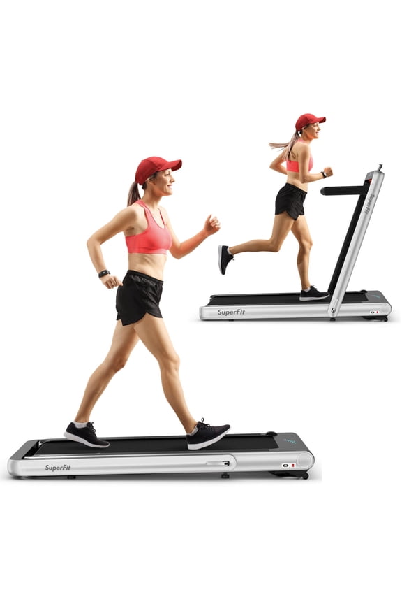 2 in 1 Folding Treadmill 4.75HP Running Machine w/ APP & Remote Control Silver
