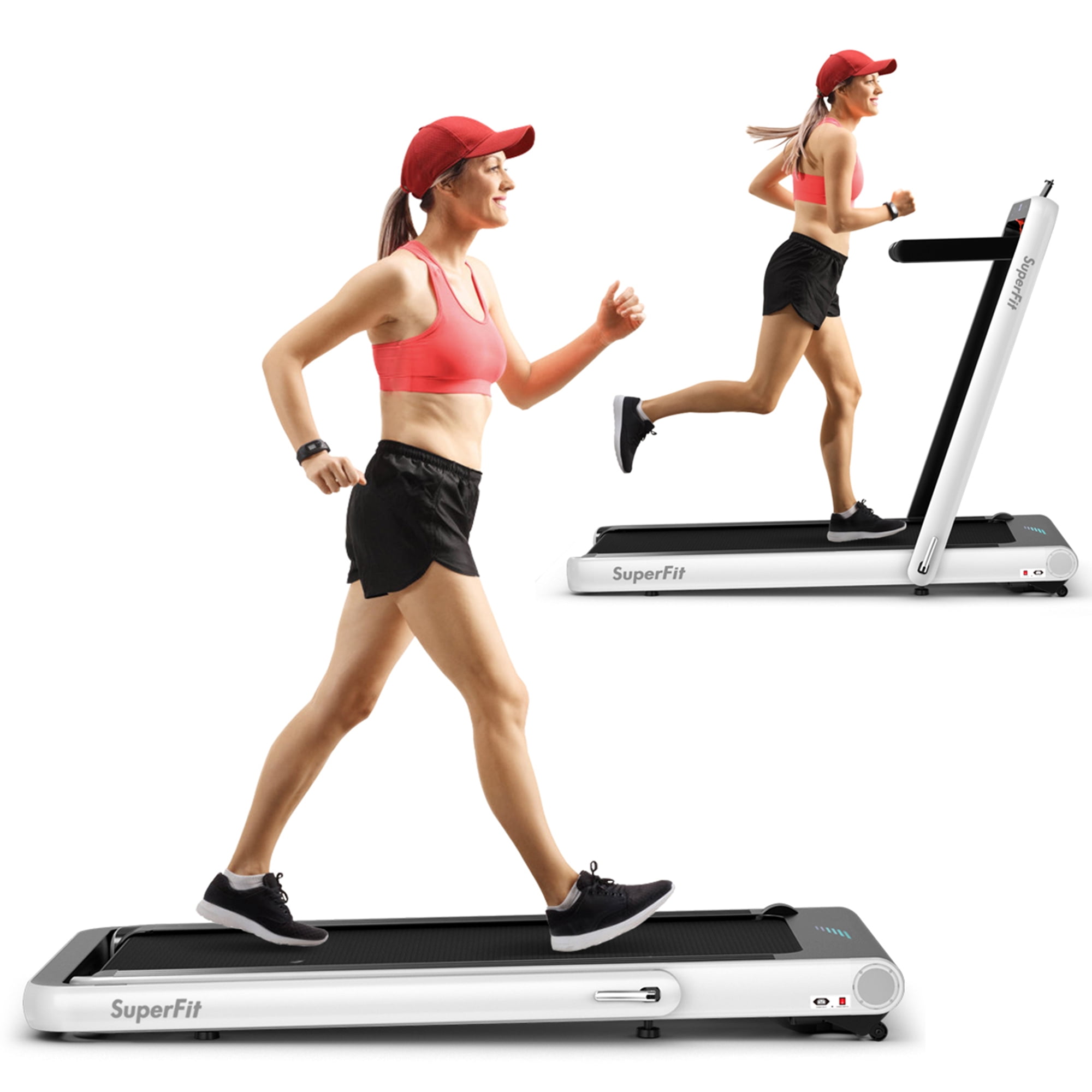 Gymax 2 in 1 Folding Treadmill  4.75HP Running Machine w/ APP & Remote Control White