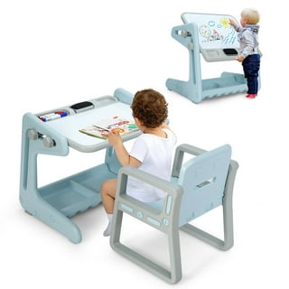 Kids Art Table and Chairs Set Craft Table with Large Storage Desk and  Portable Art Supply Organizer for children ages 8-12, 47L x 30W 