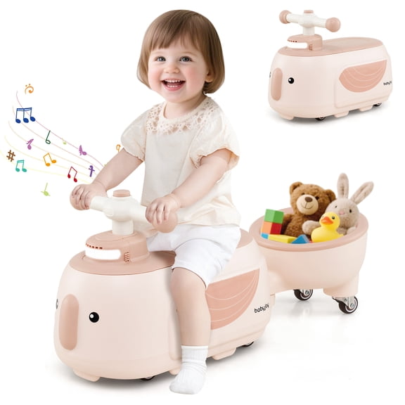 Gymax 2-in-1 Kids Ride on Toy Toddlers Sliding Car w/Detachable Trailer for Children Beige