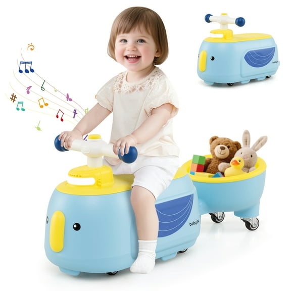 Gymax 2-in-1 Kids Ride on Toy Toddlers Sliding Car w/Detachable Trailer for Children Blue