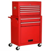 Gymax 2 in 1 Rolling Cabinet Storage Chest Box Garage Toolbox Organizer w/ 6 Drawers