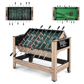Gymax 2-in-1 Swivel Game Table 49'' Foosball Pool Billiards Combination Game Table Set