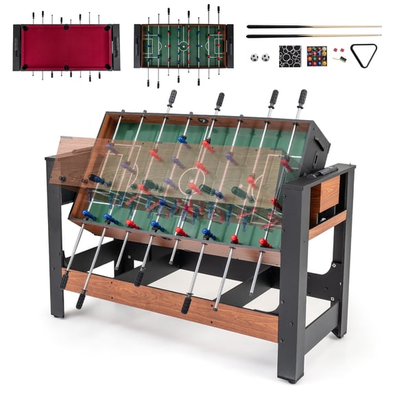 Gymax 2-in-1 Swivel Game Table w/Legs Cues Triangle Brush Chalks for Kids Teens Adults