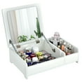thumbnail image 1 of Gymax 2-in-1 Vanity Dresser w/ Flip-Top Mirror Tabletop Storage Box Makeup Laptop White, 1 of 10