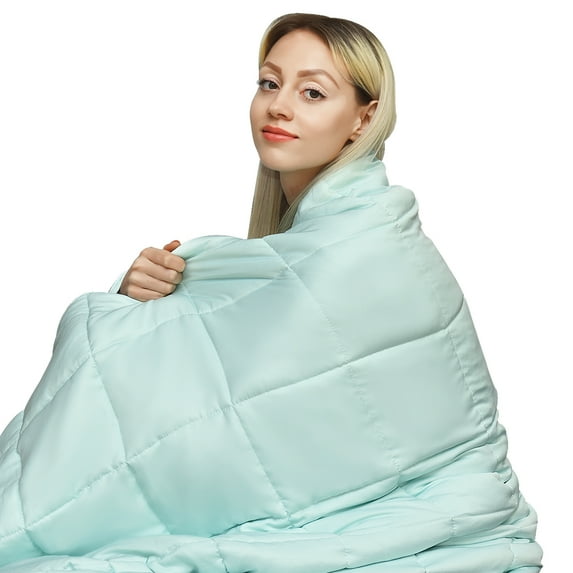 Gymax 20 lbs 60'' x 80'' Cooling Weighted Blanket Luxury Cooler Version Cotton & Glass Beads
