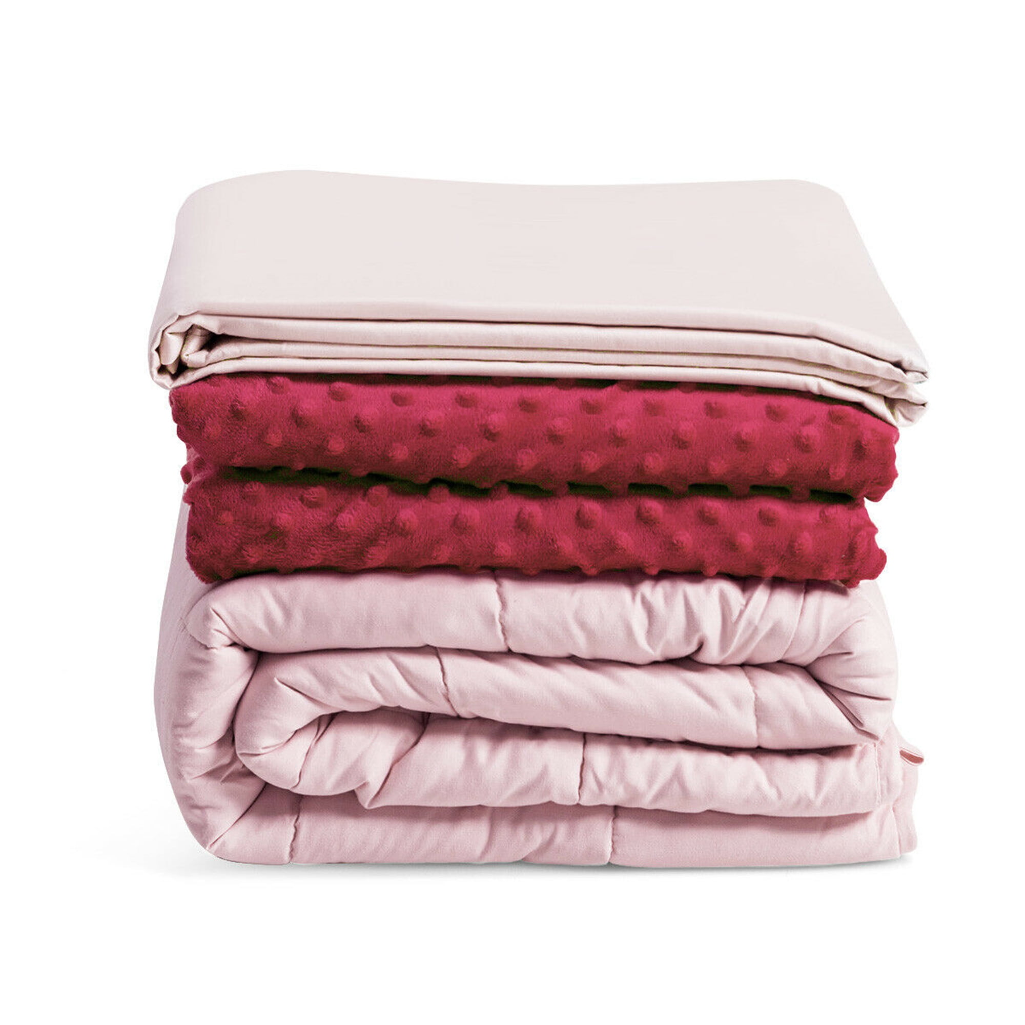 Pink Cotton 20 lb Weighted Blanket Set with Duvet Covers