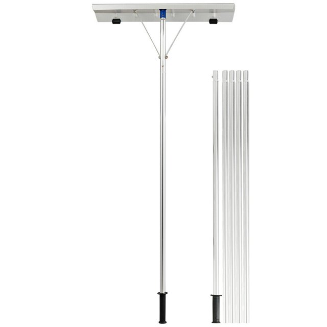Poly Snow Rake Gymax 20FT Adjustable Snow Roof Rake Large Poly Blade Aluminum Tube Non ...