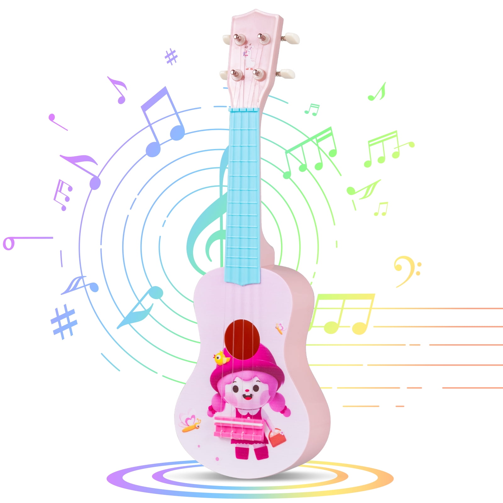 Gymax 21'' Ukulele Guitar for Kids w/4 Nylon Strings & 12 Frets for Beginners Toddlers
