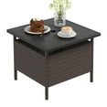 thumbnail image 1 of Gymax 22'' Patio Rattan Square Side End Table Garden Bistro Umbrella Stand Table W/Hole, 1 of 10
