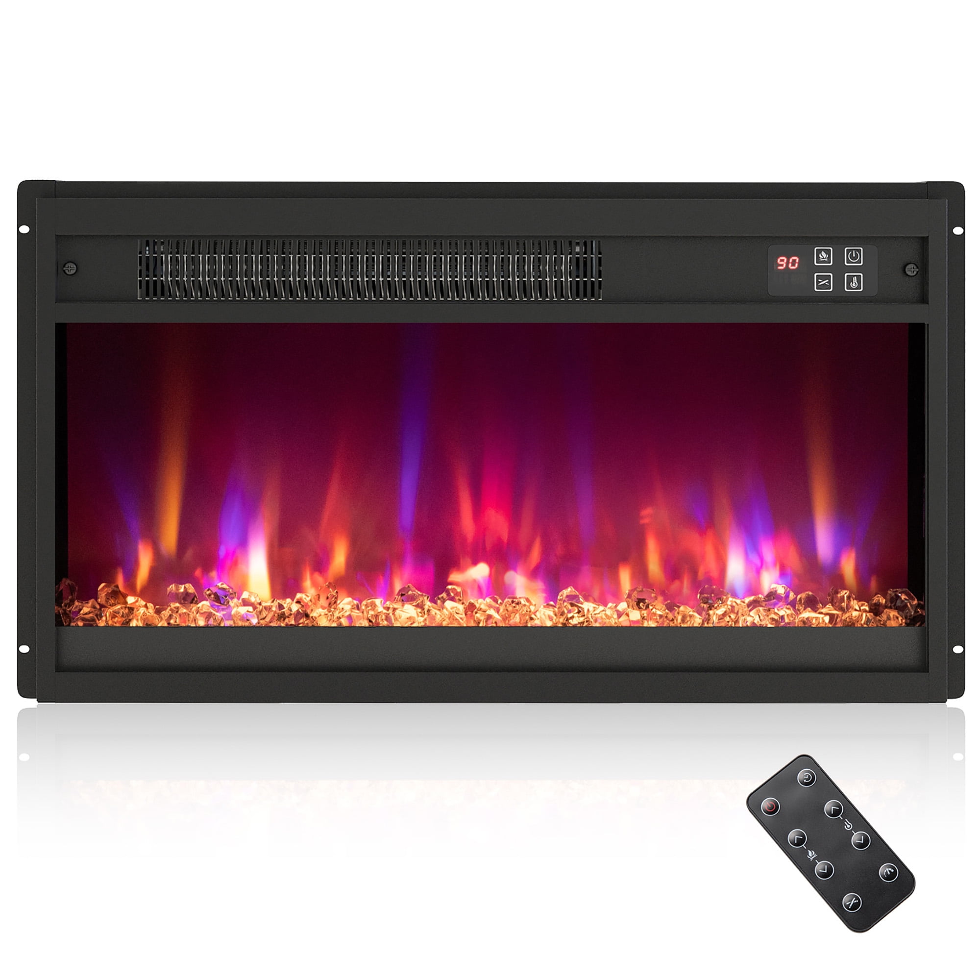Gymax 23'' Electric Fireplace Insert Recessed 1500W Fireplace Heater w