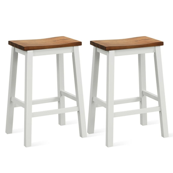 Gymax 24.5 Inch Set of 2 Saddle Stools Industrial Counter Height Stools w/ Footrests