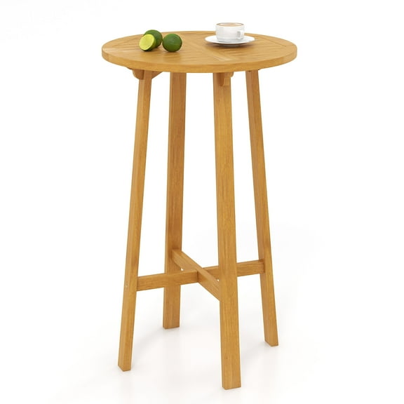 Gymax 24'' Bar Height Table w/ Footrest Patio Bistro Table for Indoors Outdoors