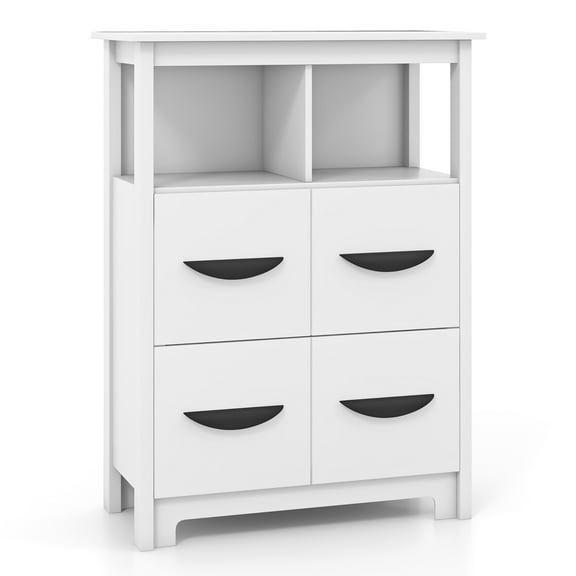 Gymax 24'' Floor Cabinet w/ 2 Open Compartments & 2 Drawers Anti-tipping Kit Hallway