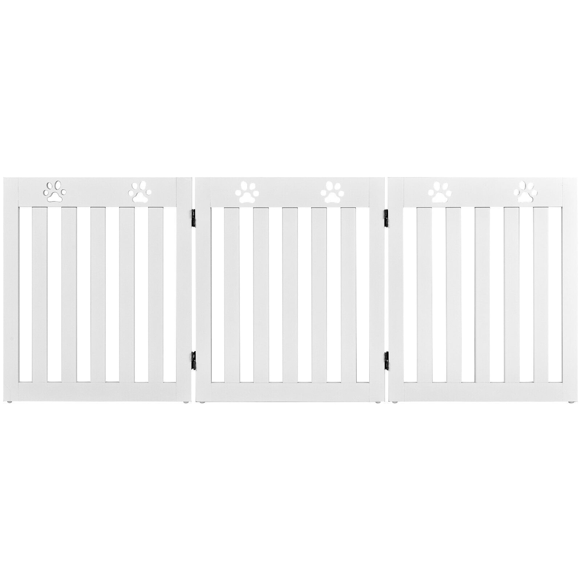 Gymax 24'' Folding Pet Gate with 360° Flexible Hinge, Wooden
