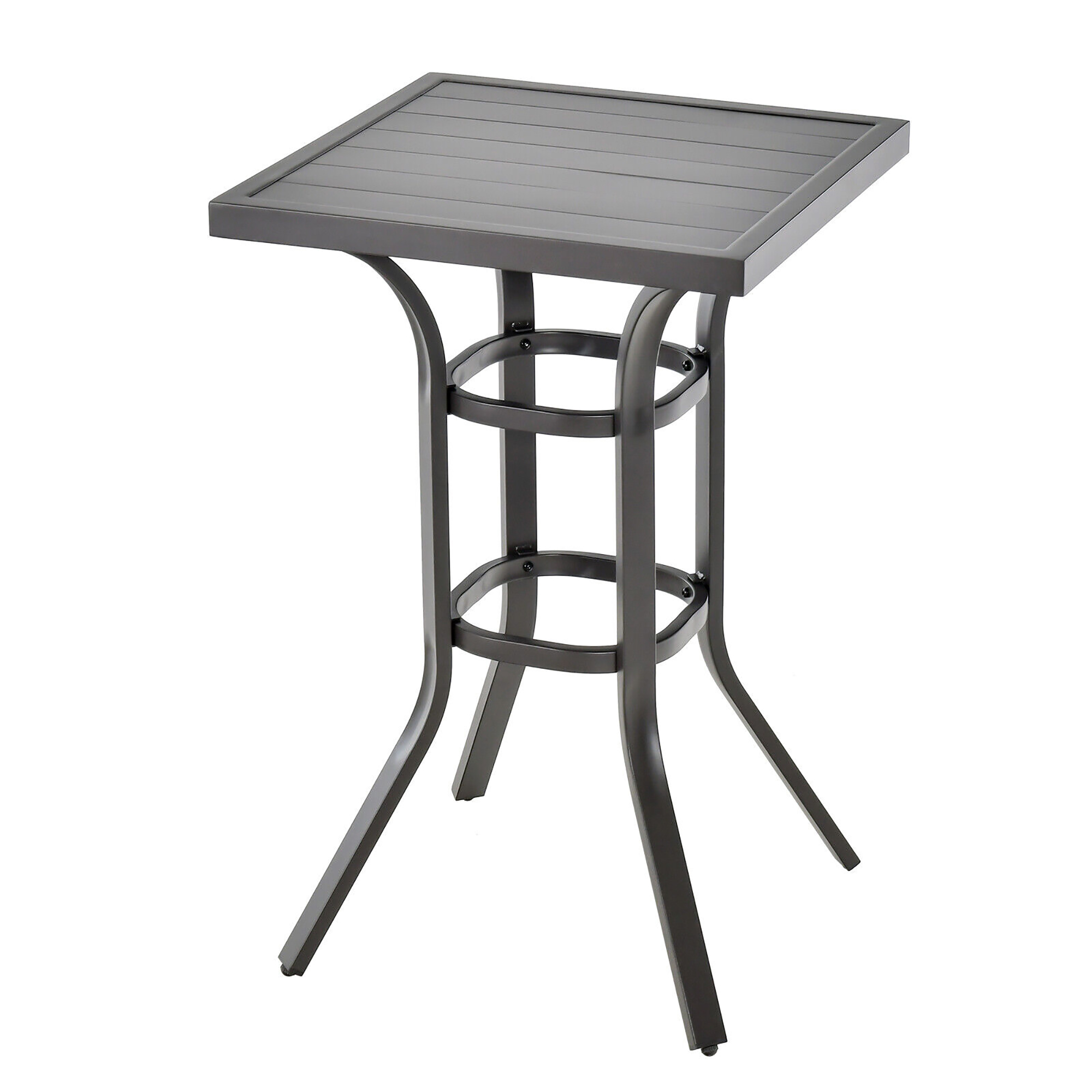 Gymax 24'' Outdoor Bar Table Patio Bar Height Table w/ Aluminum