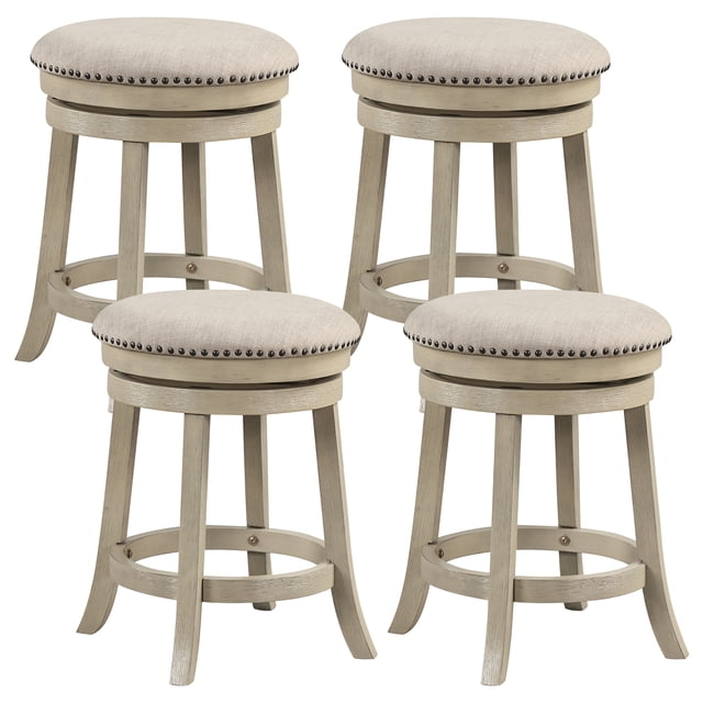 Gymax 24'' Swivel Bar Stools Set of 4 Round Counter Height Barstools w ...