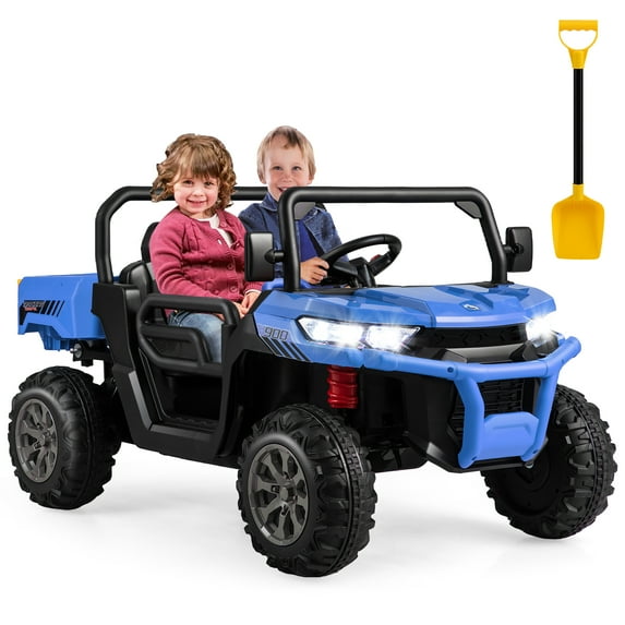 Gymax 24V Kids Ride On Dump Truck 2-Seater Electric Truck w/ Remote Control Blue