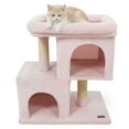 thumbnail image 1 of Gymax 25.5'' Cat Tree w/ 2 Large Condo Padded Top Perch Sisal Scratching Posts, 1 of 10
