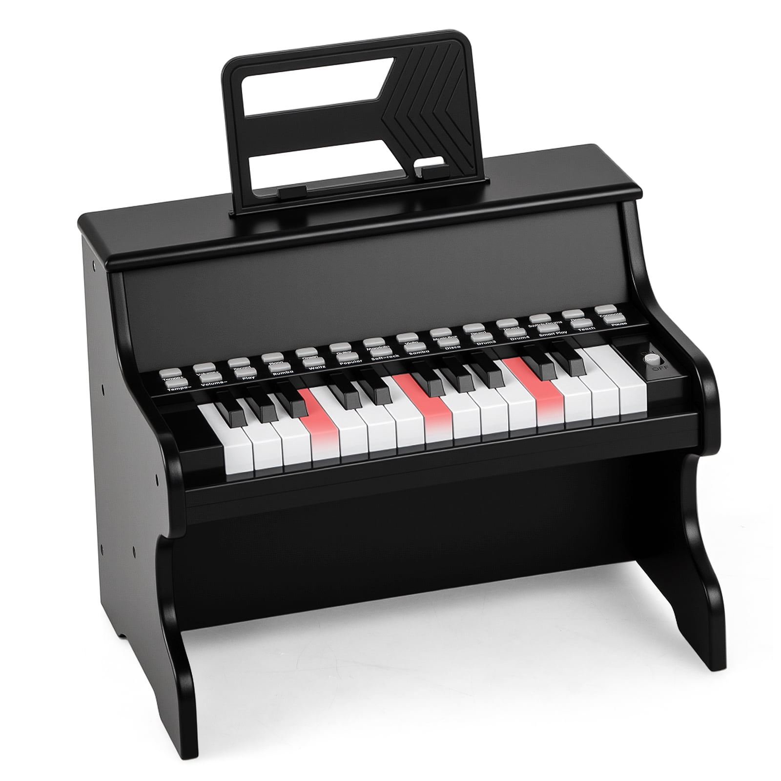Gymax 25 Keys Digital Piano w/Music Stand Teaching Mode Lighted Keys 6 Instruments Black