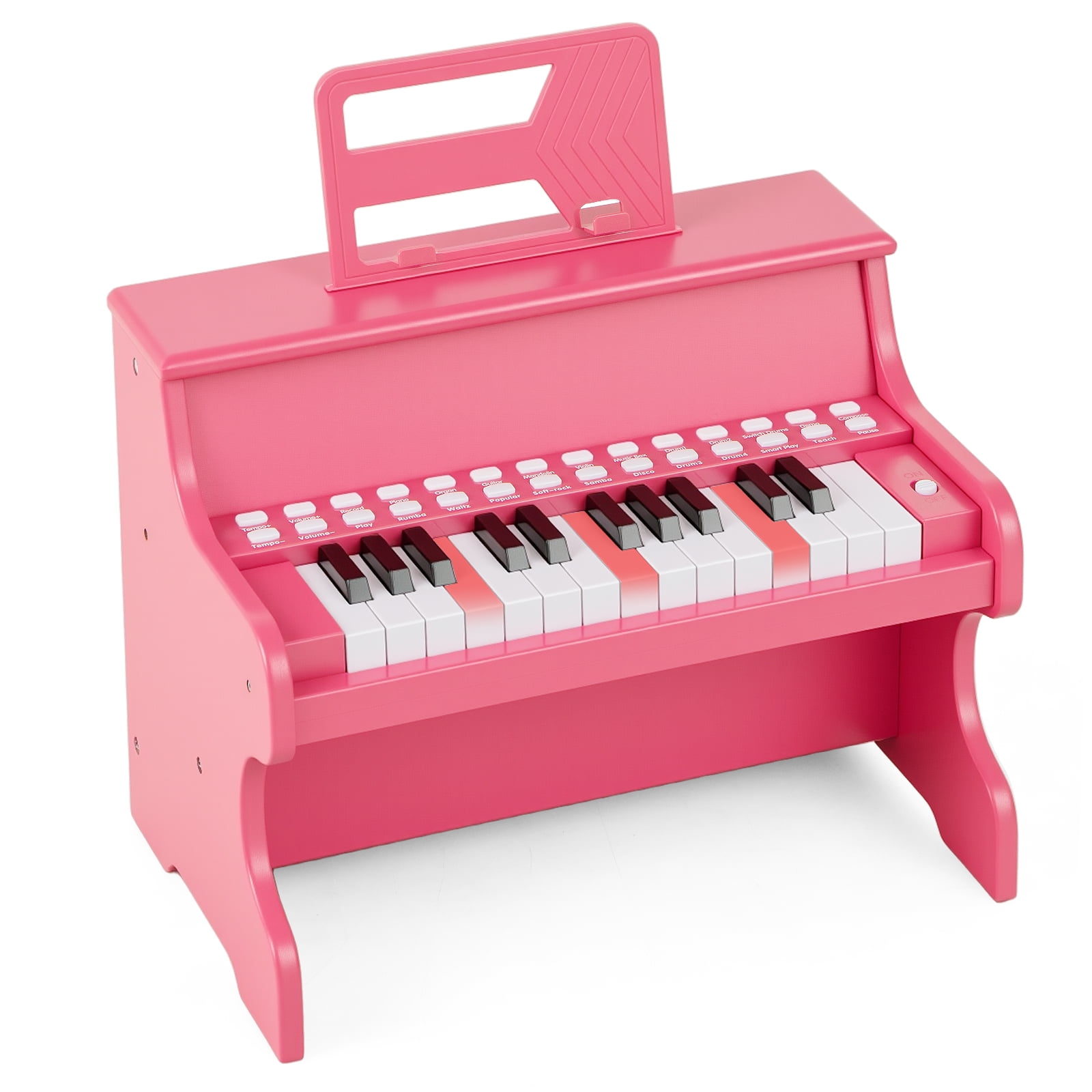 Gymax 25 Keys Digital Piano w/Music Stand Teaching Mode Lighted Keys 6 Instruments Pink