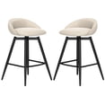 thumbnail image 1 of Gymax 25'' Upholstered Bar Stools Set of 2 w/ Footrest Backrest & Metal Frame Beige, 1 of 7