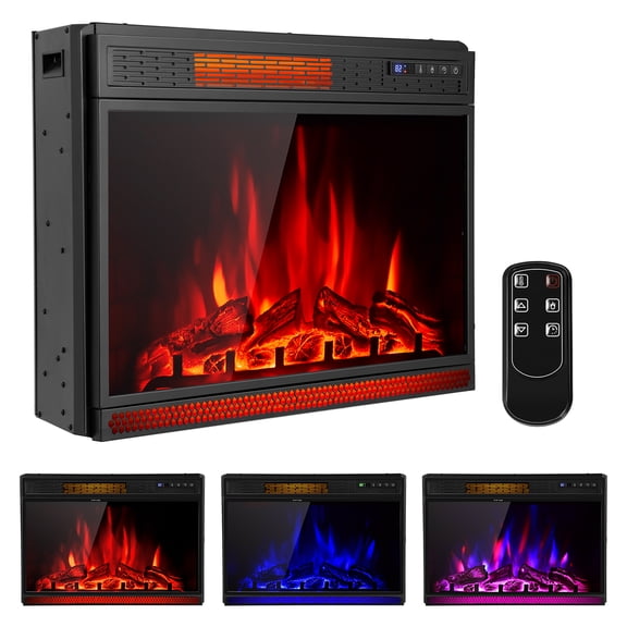 Gymax 28'' Electric Fireplace Recessed 900/1350W Fireplace Heater w/ Remote Control