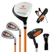 Gymax 28'' Portable Junior Complete Golf Club Set for Kids Age 8+ Set of 5 Yellow