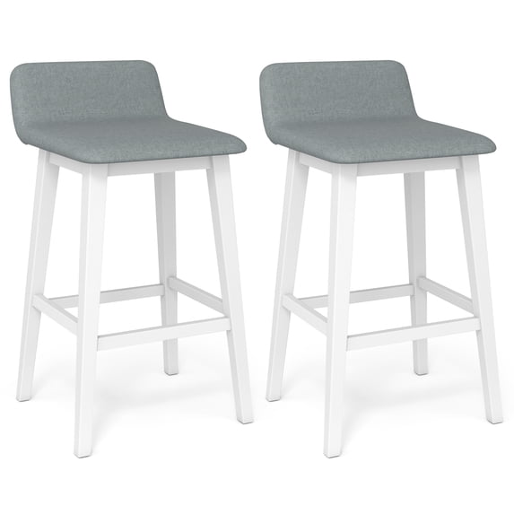 Gymax 29'' Upholstered Barstools w/ Low Back Footrest & Wood Legs for Kitchen Island
