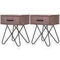 thumbnail image 1 of Gymax 2PC Nightstand Side End Coffee Table Storage Display Steel Hairpin Legs With Drawer, 1 of 10
