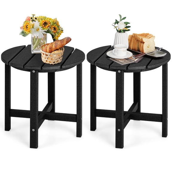 Gymax 2PCS 18''Adirondack Side Table Weather Resistant HDPE Garden Patio Black