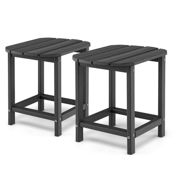 Gymax 2PCS 18'' Patio Adirondack Side Table Weather Resistant HDPE Garden Yard Black