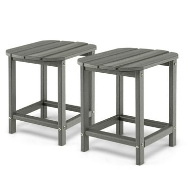 Gymax 2PCS 18'' Patio Adirondack Side Table Weather Resistant HDPE Garden Yard Grey