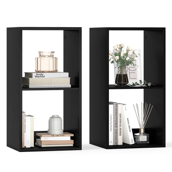 Gymax 2PCS 2-Cube Bookshelf Modern Vertical Bookcase w/ Anti-tipping Kits