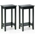 thumbnail image 1 of Gymax 2PCS 2-Tier Nightstand End Side Table Coffee Table Wooden Legs Bedroom Black, 1 of 10